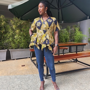 COCO African Peplum Top| African Top for Women |Ankara Top |African Blouse |Ankara Peplum Top | Ankara Blouse | African Clothing