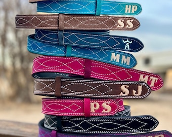 Roughout Cowboy Stitch/Gun Slinger Stitch Belt *sold by total length, Fold to Tip End*