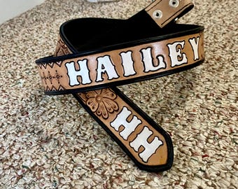 Custom Hand Tooled Tail Geometric Stamped Belt