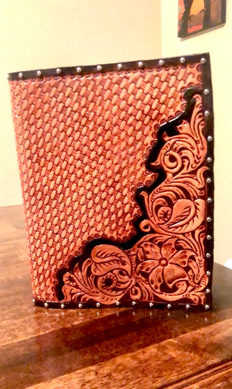 Custom Leather Hand Tooled Portfolio Notebook Cover - Etsy