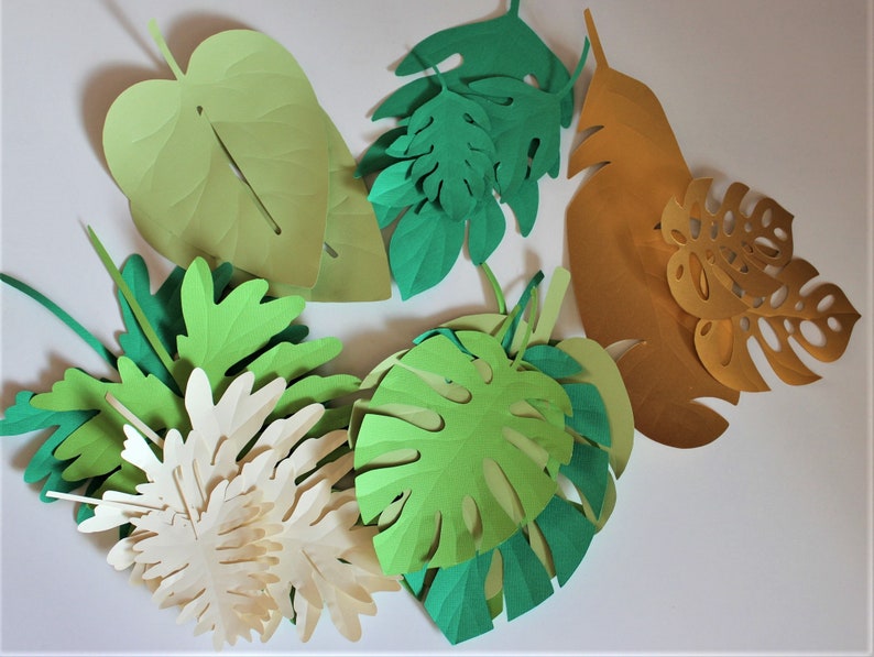 Paper Tropical leaves decor Palm leaves Jungle leaves Greenery decor Wedding backdrop Diy wall garland Nursery room decor