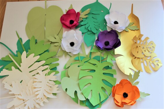 Papier Tropischen Blättern Und Blumen Dekor Die Palmwedel Dschungel Blätter Grün Dekor Hochzeit Kulisse Diy Wand Girlande Kinderzimmer Zimmer Dekor