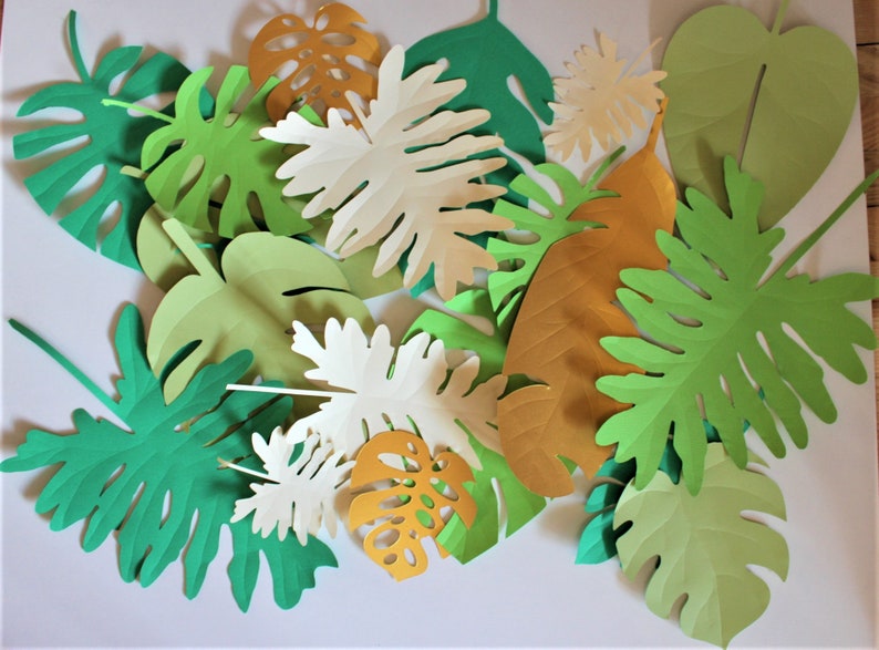 Paper Tropical leaves decor Palm leaves Jungle leaves Greenery decor Wedding backdrop Diy wall garland Nursery room decor