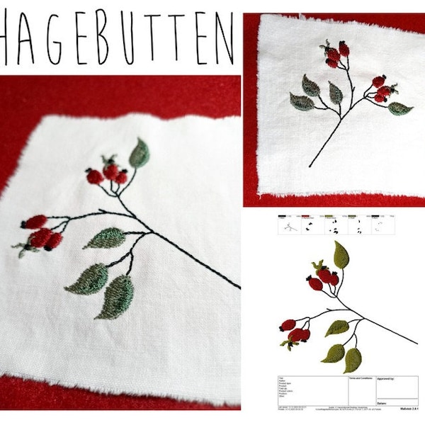 Stickdatei "Hagebutten" 8cm, 10cm und 12cm