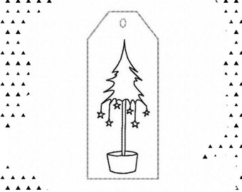 Anhänger Baum 1 - 10 x 10 Rahmen Stickdatei Stickmuster Weihnachten Doodle Noel