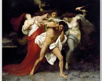 Orestes Pursued By The Furies by William Adolphe Bouguereau Canvas Print (1862) • Nude Male Art • Giclée Prints • Wolf Kult
