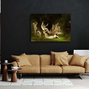 The Nymphaeum by William Bouguereau Canvas Print 1878 Nude Woman Painting Giclée Prints Gothic Home Decor Wolf Kult image 8