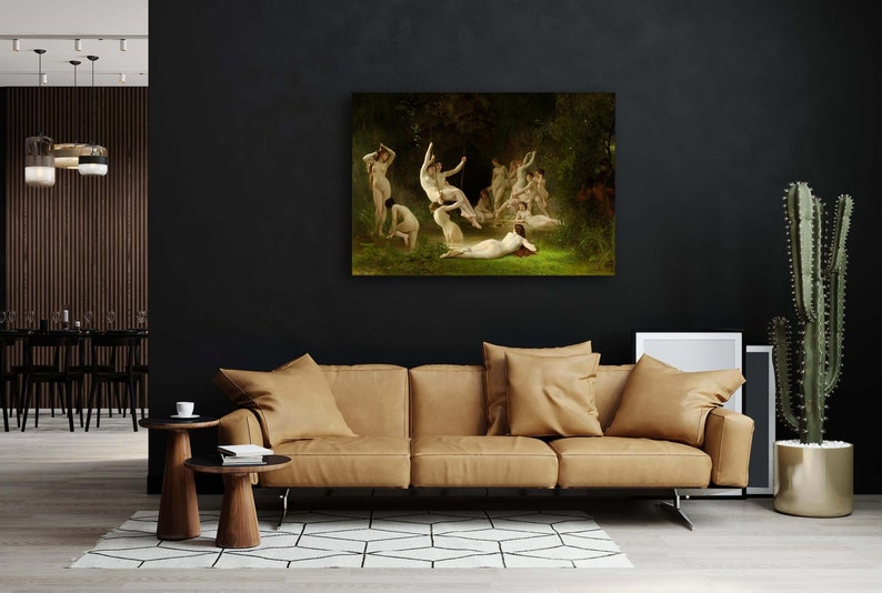 The Nymphaeum by William Bouguereau Canvas Print 1878 Nude Woman Painting Giclée Prints Gothic Home Decor Wolf Kult image 8