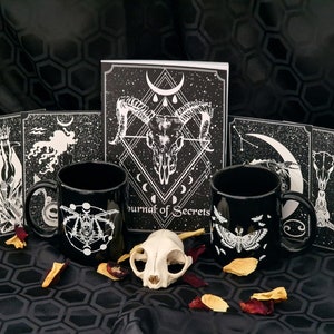 Goth Collector Gift Box Notebook, 2 Mugs & 2-4 Prints Gift Set Gothic Home Decor Housewarming Gift Astrology Lover Wolf Kult image 5