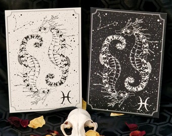 A5 Sternzeichen Geschenk Print Set • Gothic Home Decor • Einweihungsparty Geschenk • Astrologie Liebhaber • Wolf Kult