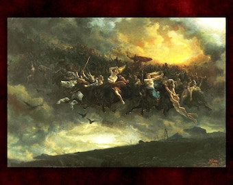 The Wild Hunt of Odin by Peter Nicolai Arbo Giclée Canvas Print (1872) • Classical Fine Art Print • Victorian Painting • Gothic Home Decor