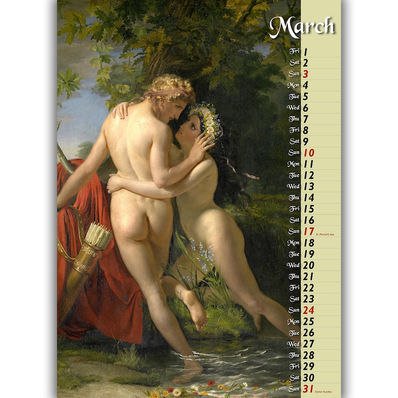 Mythical Creatures 2024 Wall Calendar A3 Size Gothic Home Decor Housewarming Gift Fine Art Nude Print Limited Edition Wolf Kult image 2