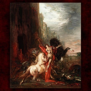 Diomedes Devoured by His Horses by Gustave Moreau Giclée Canvas Print (1870) • Gift for Goths • Gallerie Wall Art • Gothic Home Decore