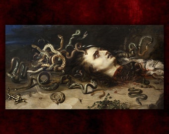 Head of Medusa by Peter Paul Rubens Canvas Print (1614) • Classical Fine Art Print • Victorian Painting • Gothic Home Decor