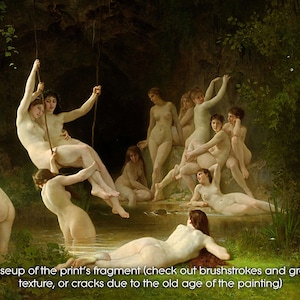 The Nymphaeum by William Bouguereau Canvas Print 1878 Nude Woman Painting Giclée Prints Gothic Home Decor Wolf Kult image 9