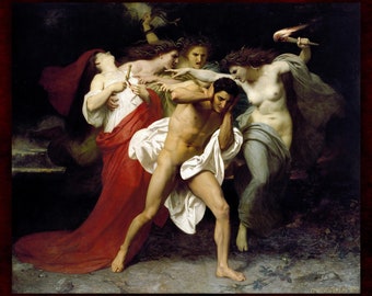 Orestes verfolgt von den Furien von William Adolphe Bouguereau Leinwanddruck (1862) • Nackte männliche Kunst • Giclée-Drucke • Wolf Kult