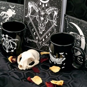 Goth Collector Gift Box Notebook, 2 Mugs & 2-4 Prints Gift Set Gothic Home Decor Housewarming Gift Astrology Lover Wolf Kult image 8