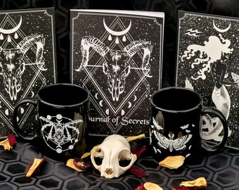Goth Expert Gift Box • Notebook, 2 Mugs & 2-4 Prints Gift Set • Gothic Home Decor • Housewarming Gift • Astrology Lover • Wolf Kult