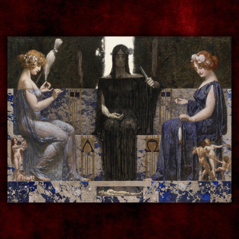 The Three Fates by Alexander Rothaug Canvas Print 1910 Giclée Prints Classical Fine Art Victorian Painting Gothic Home Decor image 1
