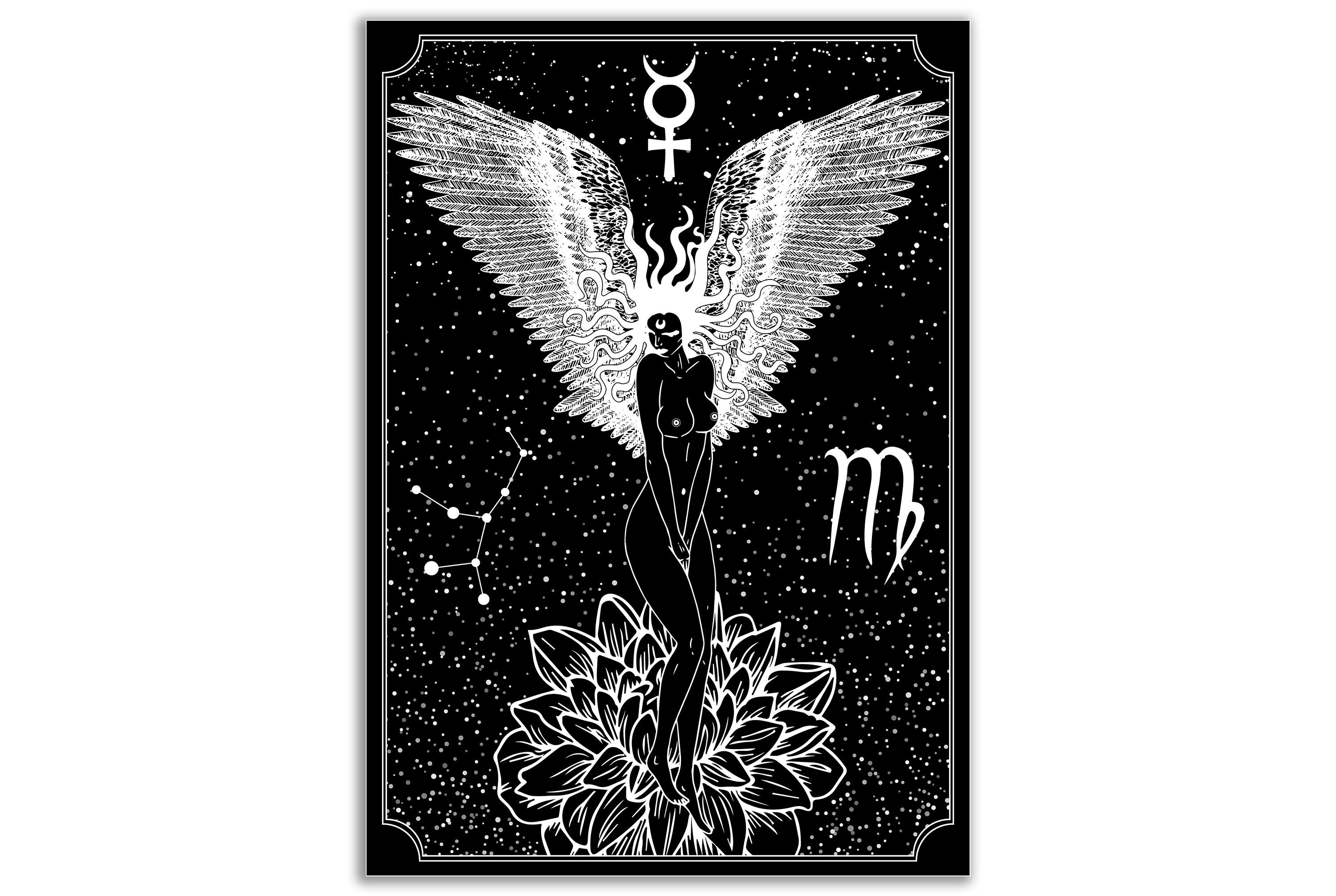 Virgo Original Art Print / Wall Art / Zodiac Print / Gothic Etsy