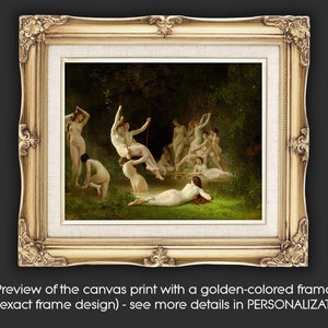 The Nymphaeum by William Bouguereau Canvas Print 1878 Nude Woman Painting Giclée Prints Gothic Home Decor Wolf Kult image 6