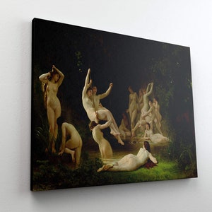 The Nymphaeum by William Bouguereau Canvas Print 1878 Nude Woman Painting Giclée Prints Gothic Home Decor Wolf Kult image 3