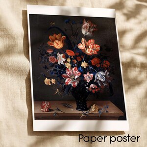 Poster papier • Tulipes et autres fleurs dans un rummer (1663) par Helena Roouers • Décoration sombre universitaire • Impressions murales de galerie • Wolf Kult