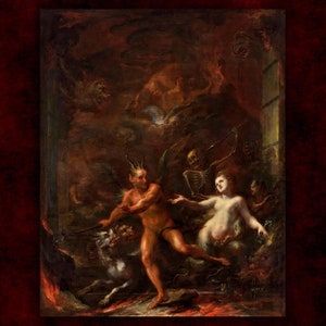 Stampa su tela Porta dell'Inferno di Giacomo Del Po (1708) • Stampa artistica classica • Pittura vittoriana • Decorazione domestica gotica