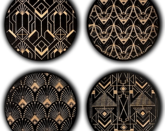 Juego de posavasos de madera Art Déco con grabado láser • Adorno moderno • Para amantes del café • Decoración gótica para el hogar • Regalo de inauguración • Wolf Kult