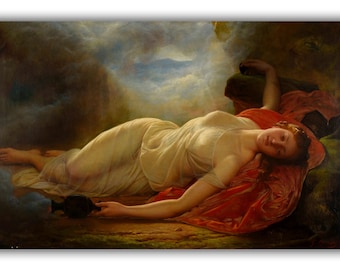 Fainting Psyche by Gustave Housez Canvas Print (1870) • Nude Woman Painting • Giclée Prints • Gothic Home Decor • Wolf Kult