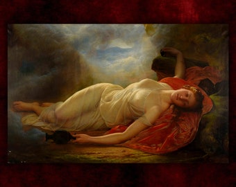 Fainting Psyche von Gustave Housez Druck (1870) • Akt Gemälde • Giclée Druck • Gothic Wohndekor • Wolf Kult