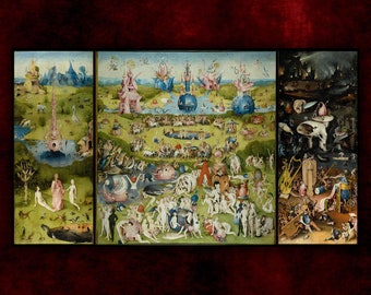 The Garden of Earthly Delights by Hieronymus Bosch Canvas Print (1515) • Giclée Prints • 3 Piece Gallery Wall Set • Gothic Home Decor