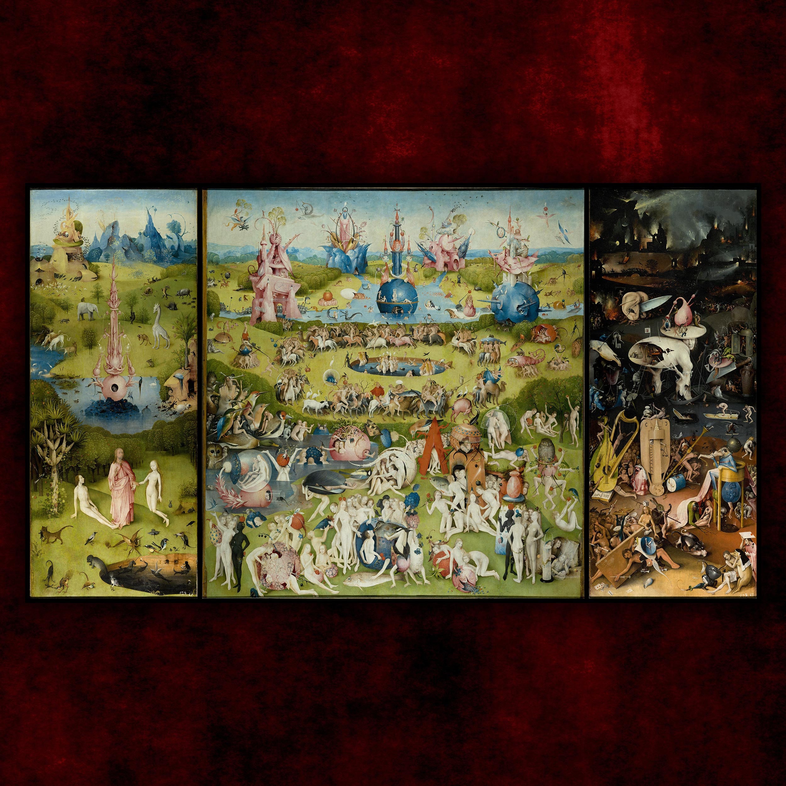 The Garden of Earthly Delights by Hieronymus Bosch Canvas Print (1515) • Giclée Prints • 3 Piece Gallery Wall Set • Gothic Home Decor