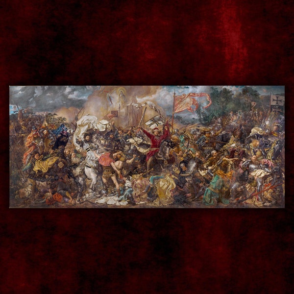 Battle of Grunwald by Jan Matejko Canvas Print (1878) • Classical Art Giclée Prints • 3 Piece Gallery Wall Set • Gothic Home Decor