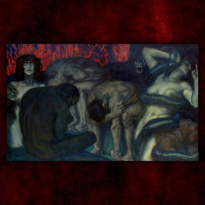 Inferno by Franz von Stuck Giclée Canvas Print (1908) • Gift for Goths • Gallerie Wall Art • Gothic Home Decore • Wolf Kult
