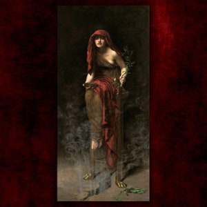 Priestess of Delphi by John Collier Canvas Print (1891) • Giclée Prints • Classical Fine Art Poster • Victorian Painting • Gothic Home Decor