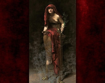 Priestess of Delphi by John Collier Canvas Print (1891) • Giclée Prints • Classical Fine Art Poster • Victorian Painting • Gothic Home Decor