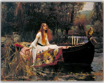 The Lady of Shalott by John William Waterhouse Canvas Print (1888) • Giclée Prints • Classical Fine Art • Victorian Gothic Home Decor