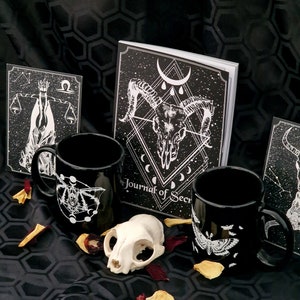 Goth Collector Gift Box Notebook, 2 Mugs & 2-4 Prints Gift Set Gothic Home Decor Housewarming Gift Astrology Lover Wolf Kult image 4