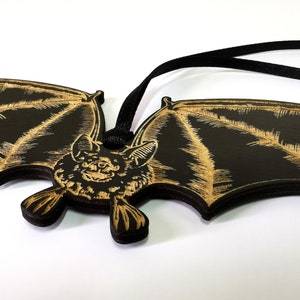 Bat Wooden Christmas Tree Ornament Gothic Home Decor Yule Gifts Pagan Winter Solstice Art Wolf Kult image 3