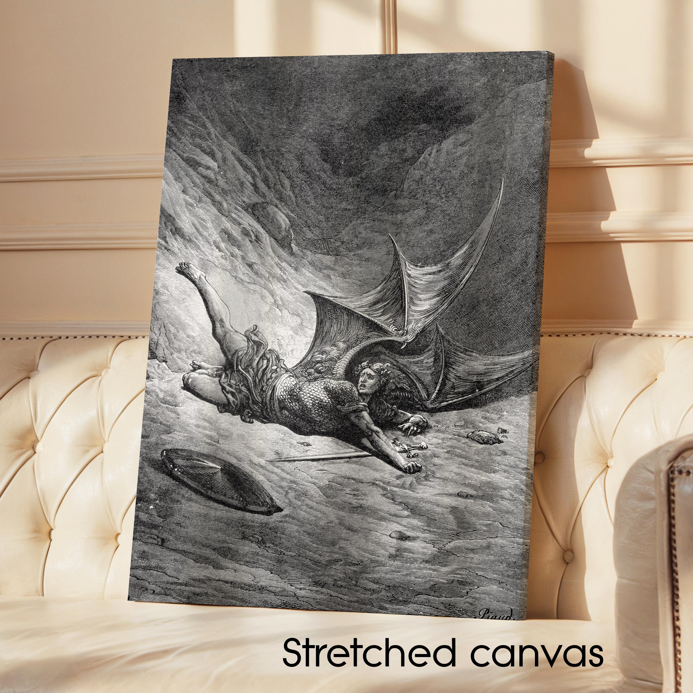 Stretched Canvas Print | Then Satan First Knew Pain by Gustave