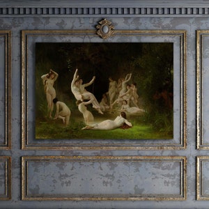 The Nymphaeum by William Bouguereau Canvas Print 1878 Nude Woman Painting Giclée Prints Gothic Home Decor Wolf Kult image 2