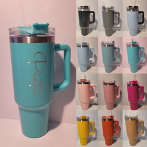 Personalised 40oz Dupe - 1.2L Insulated Double Wall Stainless Steel Cup With Handle & Straw - new colours added