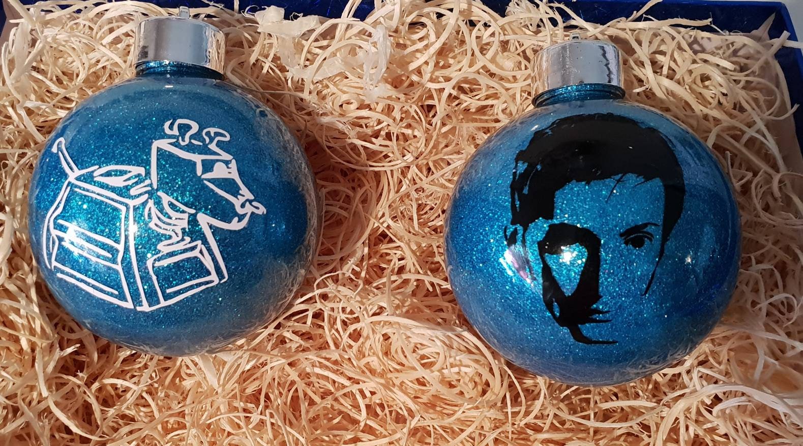 Doctor Who Inspired Christmas Glitter Baubles 8cm Diameter - Etsy UK