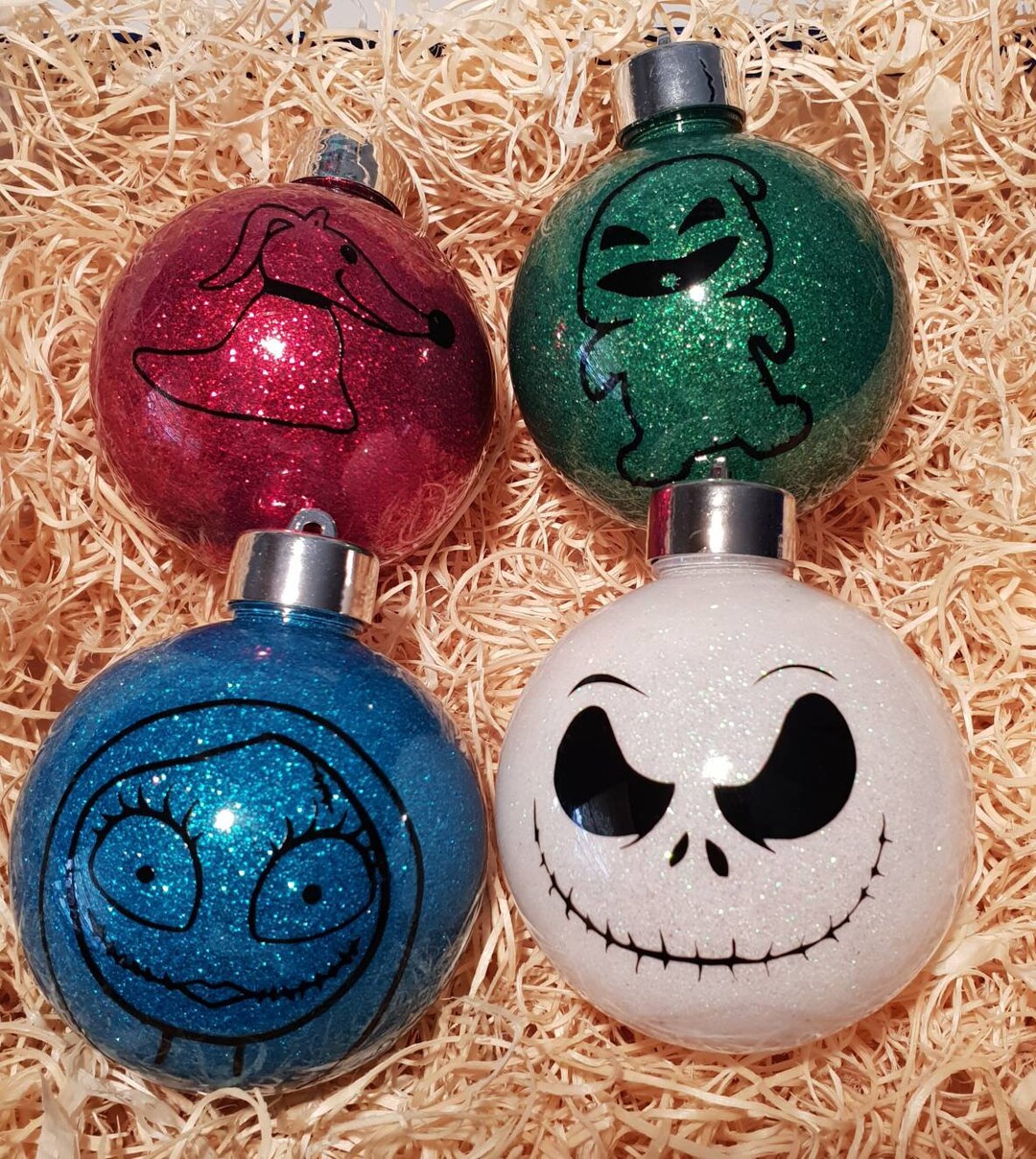 Nightmare Before Christmas Inspired Glitter Baubles 8cm Etsy