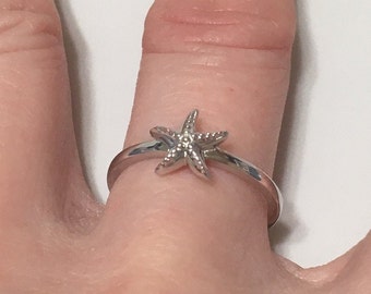 Unique Pretty Hawaiian Starfish Ring, Sterling Silver Star Fish Ring, Hawaiian Jewelry, R2365 Mother Birthday Mom Gift, Stackable Ring