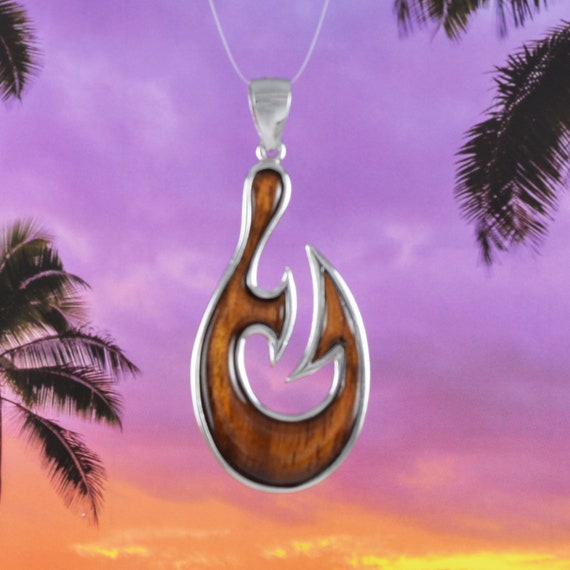 Buy Gorgeous Hawaiian X-large Genuine Koa Wood Fish Hook Necklace