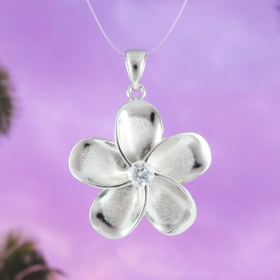 Silver plumeria necklace sale