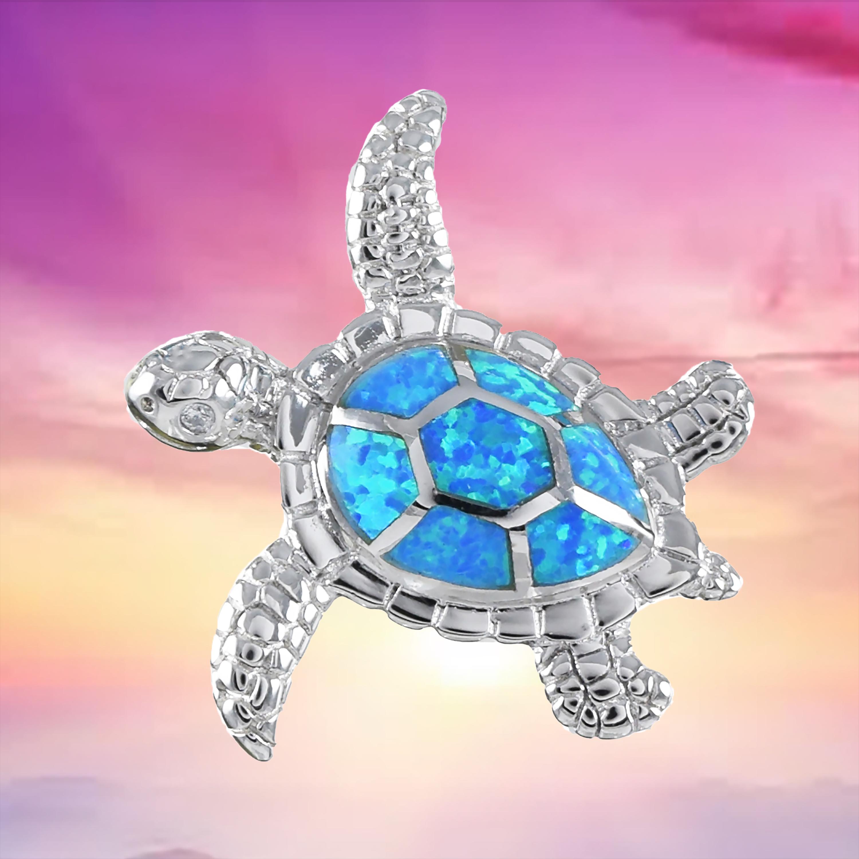 Blue opal turtle necklace best sale