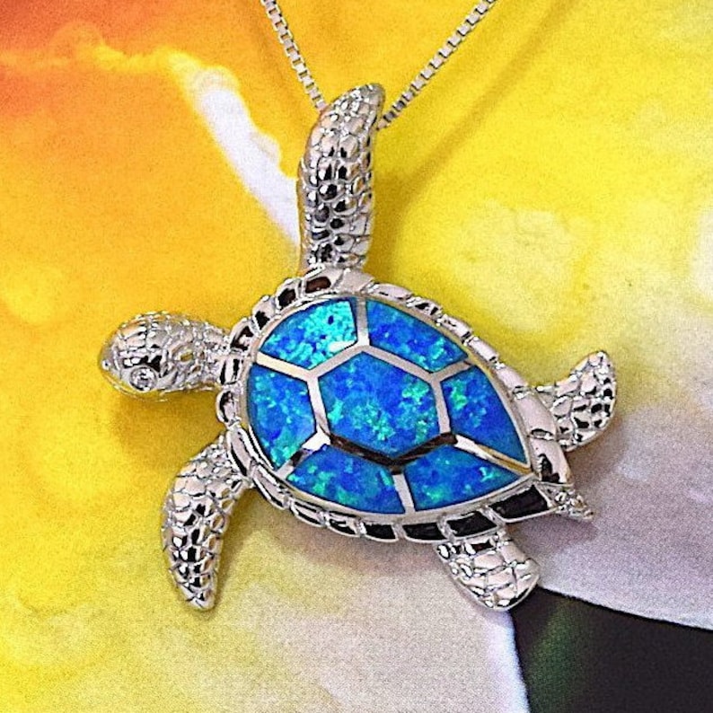 Large Hawaiian Sea Turtle Necklace Sterling Silver Etsy